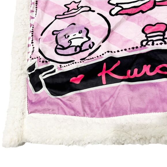 Sanrio Kuromi Pink Cream Small Sherpa, Minky Blanket Throw - Picture 4 of 4